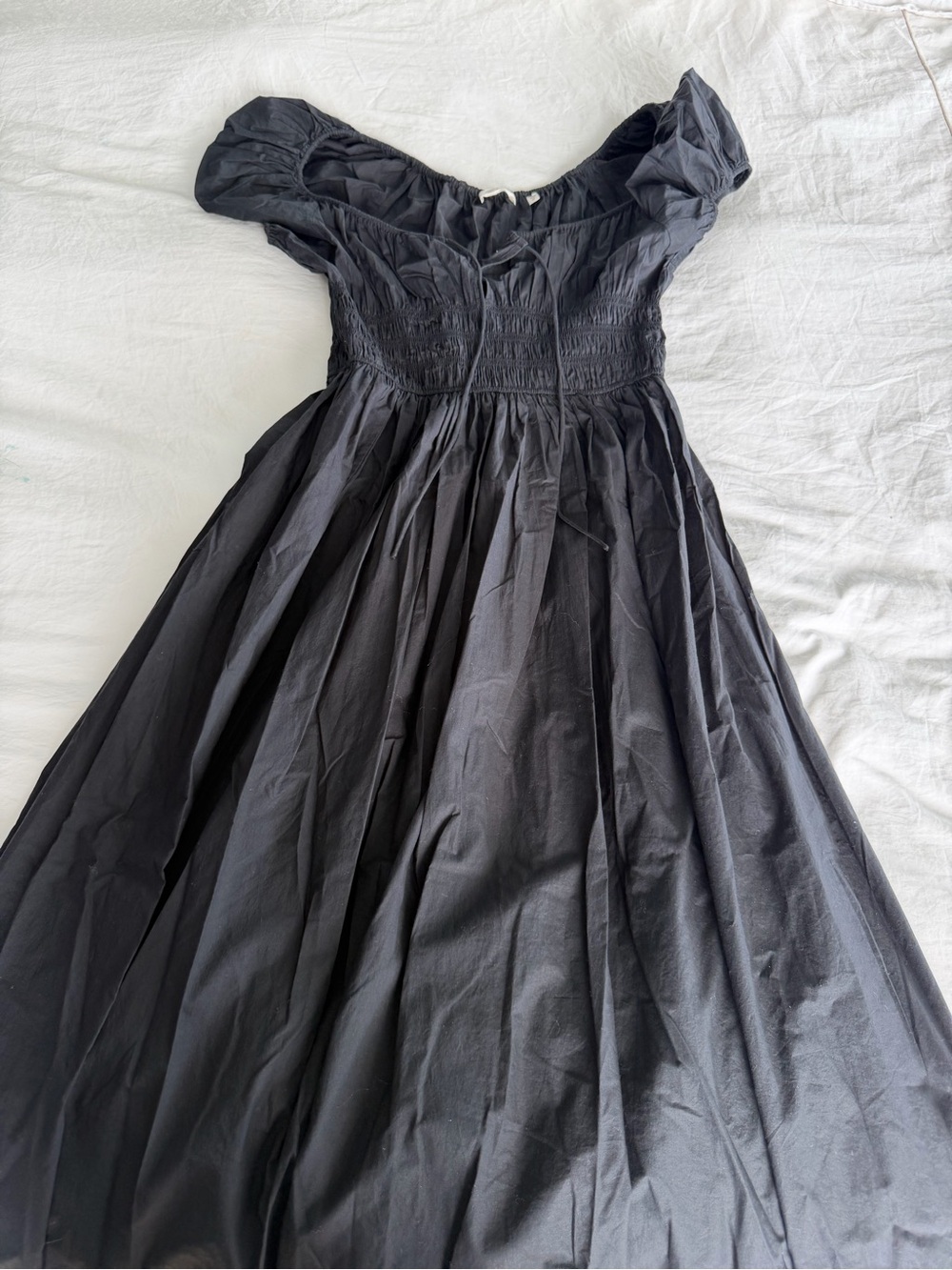 Doen Black Full Gathered Midi Dress-Skirt